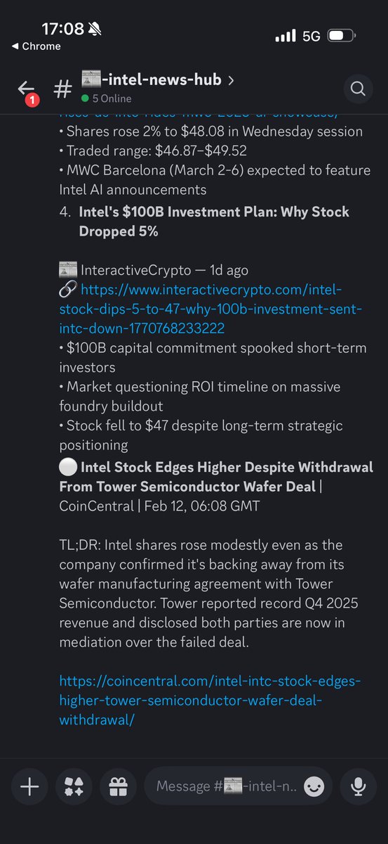 IntelBull_'s tweet image. Join a professional-grade Intel (INTC) research community with dedicated channels for every angle:

**📰 intel-news-hub** — Curated news + sentiment analysis (3-day freshness filter)

**💰 intel-market-data** — Live prices, technicals, short interest, position tracking

**🎯