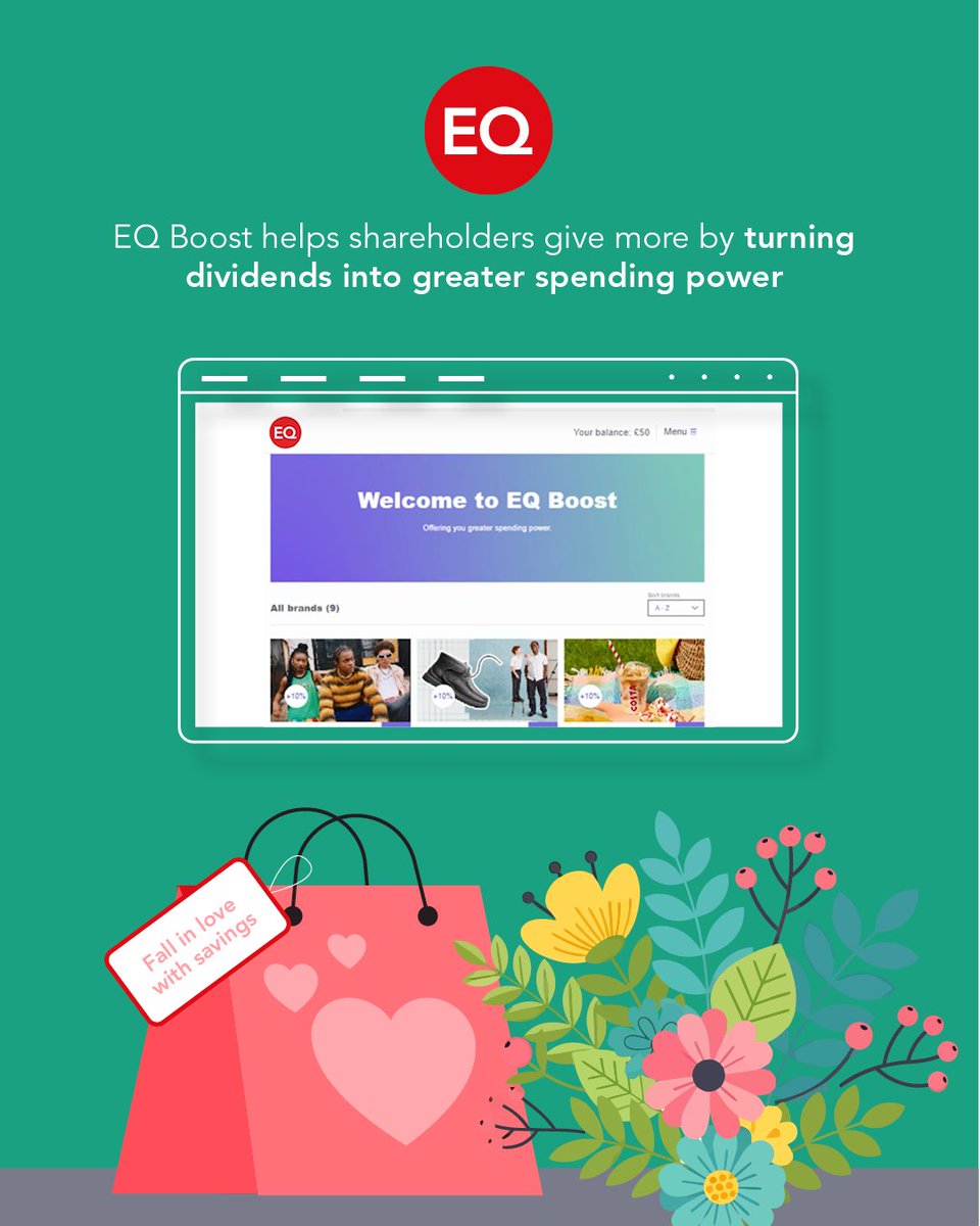 Show your dividends a little love this Valentine’s Day with EQ Boost.

It’s a simple way to make your dividends go further:

1️⃣ Dividends are paid as cash into the shareholder’s EQ Boost account.
2️⃣ The dividend is then boosted with EQ Boost.
3️⃣ The shareholder can choose which