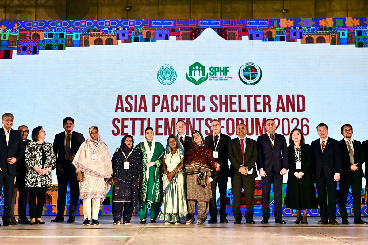 AseefaBZ's tweet photo. Attended the opening ceremony of the Asia Pacific Shelter and Settlements forum 2026 , where the main highlight was Chairman @BBhuttoZardari initiative of SPHF @SphfOfficial that has committed to making 2.1 million climate resilient homes directly benefiting over 15 million people. 

This would not have been possible without contributions from donors around the world. World Bank, Asian Development Bank, Islamic Development Bank, European Investment Bank, Catholic Relief Services (CRS) and UNIDO United Nations Industrial Development Organisation

Over the coming days, I hope these discussions will be honest, practical, and forward-looking - focused on sharing lessons, strengthening partnerships, and identifying pathways that translate policy into real impact. When forums like this succeed, their outcomes are not measured in statements, but in lives improved on the ground.