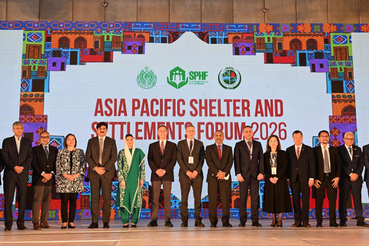 AseefaBZ's tweet photo. Attended the opening ceremony of the Asia Pacific Shelter and Settlements forum 2026 , where the main highlight was Chairman @BBhuttoZardari initiative of SPHF @SphfOfficial that has committed to making 2.1 million climate resilient homes directly benefiting over 15 million people. 

This would not have been possible without contributions from donors around the world. World Bank, Asian Development Bank, Islamic Development Bank, European Investment Bank, Catholic Relief Services (CRS) and UNIDO United Nations Industrial Development Organisation

Over the coming days, I hope these discussions will be honest, practical, and forward-looking - focused on sharing lessons, strengthening partnerships, and identifying pathways that translate policy into real impact. When forums like this succeed, their outcomes are not measured in statements, but in lives improved on the ground.