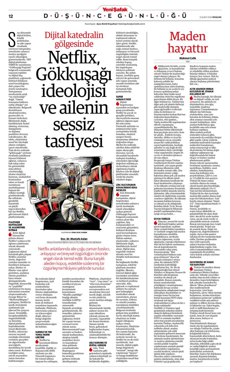 Netflix ve ailenin sessiz tasfiyesi başlıklı bir yazı yazım. 
Keyifli okumaları dilerim.
yenisafak.com/dusunce-gunlug…