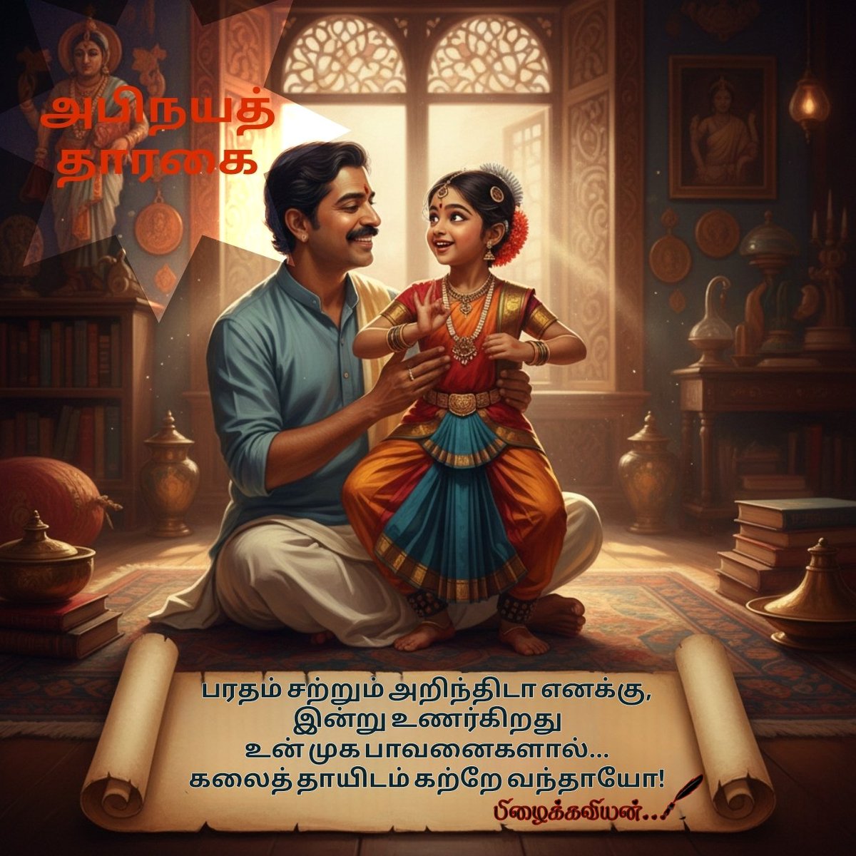 ThooralinRaagam's tweet photo. 🎨
பரதம் சற்றும் அறிந்திடா எனக்கு,
இன்று உணர்கிறது
உன் முக பாவனைகளால்...
கலைத் தாயிடம் கற்றே வந்தாயோ! ✨
🖋️ பிழைக்கவியன்
#ThooralinRaagam #Pizhaikkaviyan #TamilPoetry #BabyExpressions #ArtAndChild https://t.co/yxVVTJyh4w