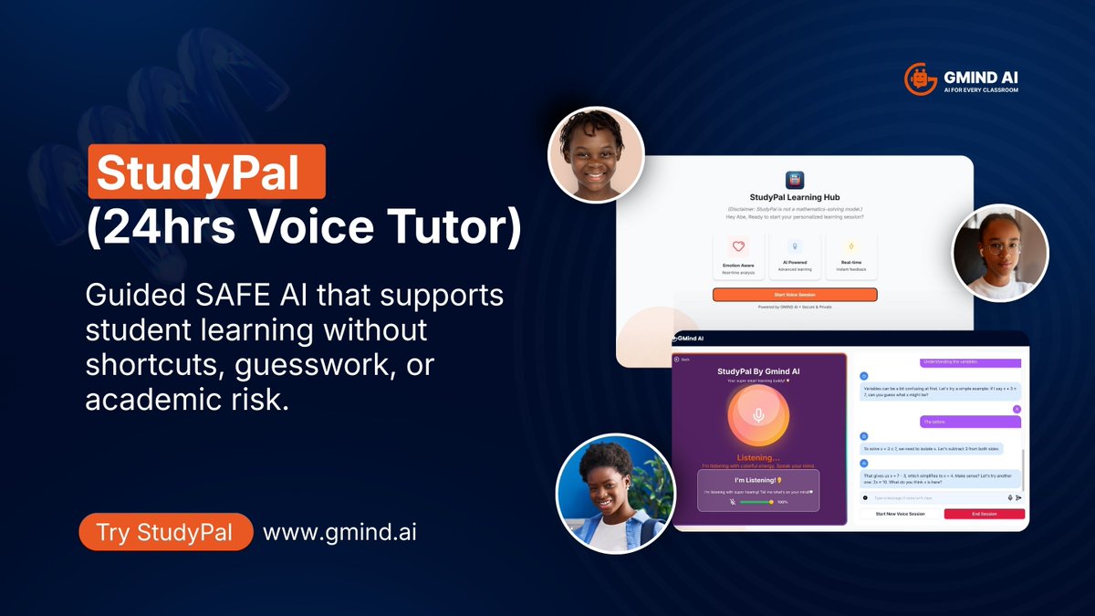 gmindai's tweet photo. Would you trust AI alone with your students?
Guided AI belongs in classrooms. Open chat does not.
Try StudyPal - https://t.co/AUlx7alLn6

#GMINDAI #StudyPal #SafeAI #Students #EdTech #Schools #Teachers https://t.co/WwV6YIqTfU
