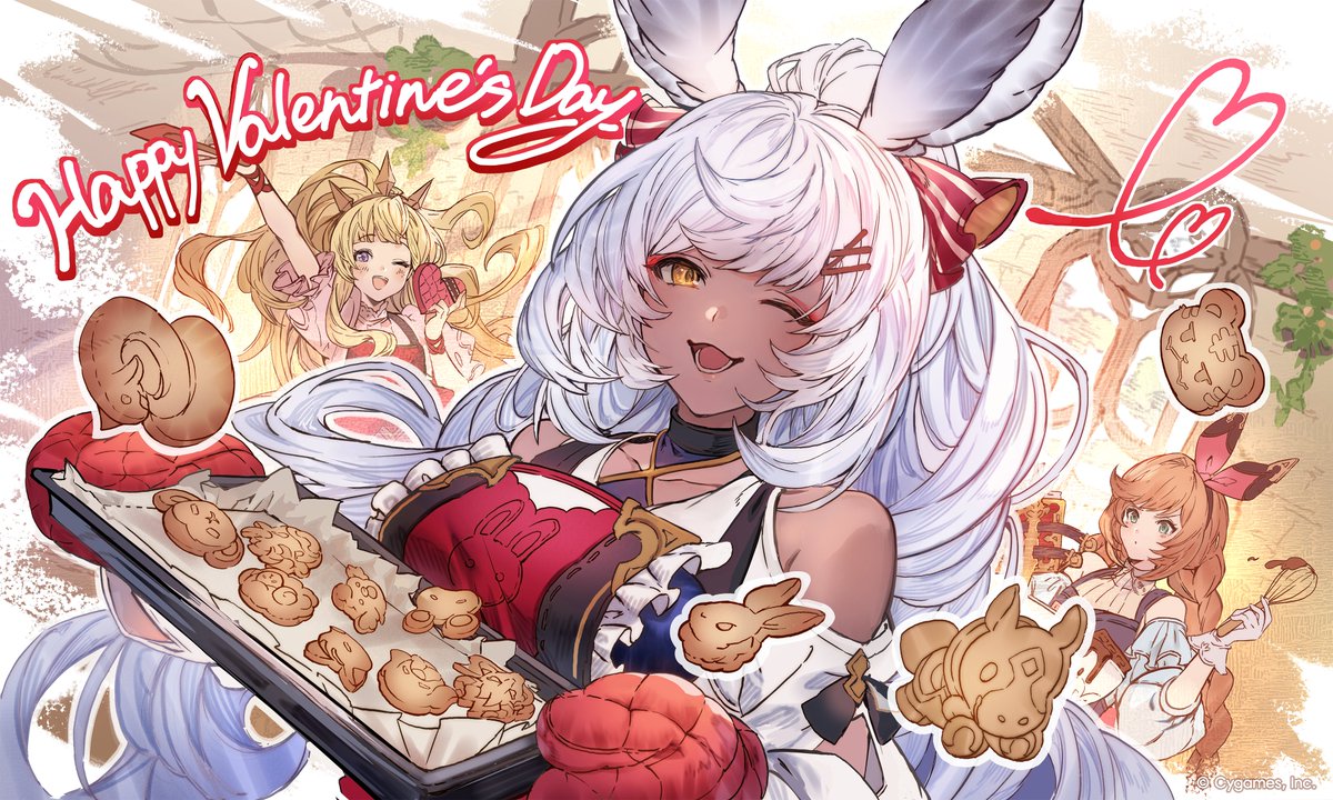 【グランブルーファンタジー】ハッピーバレンタイン！イラストチームより、楽しくクッキーを作るマコラ達のイラストをお届け！本日2/14より団員たちと特別な会話が楽しめる「HAPPY VALENTINE!」キャンペーンを開催中！会話はルリアノートやリストから見ることができますのでお見逃しなく！ #グラブル