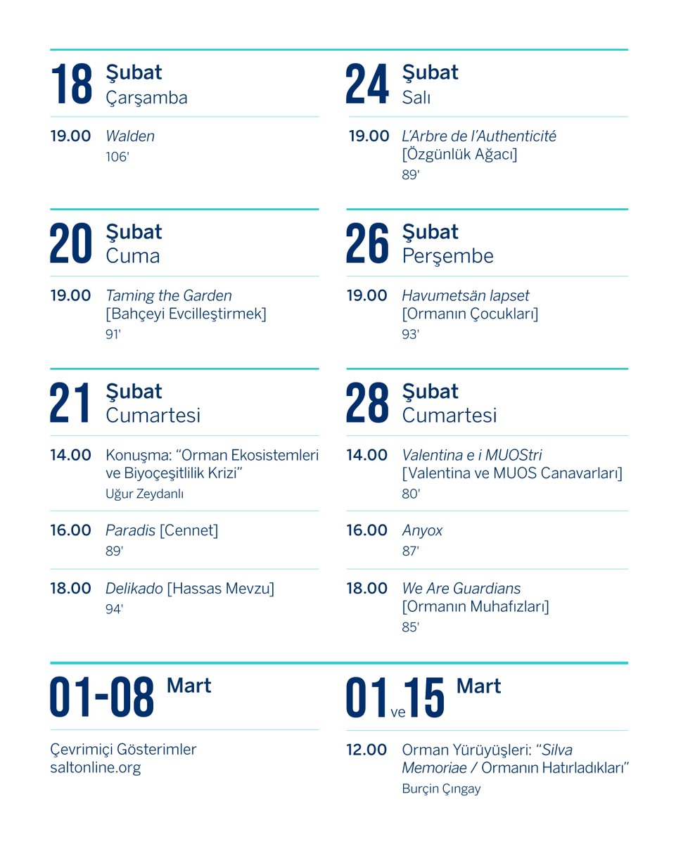SALT_Online's tweet photo. Gösterimlere, konuşma ve orman yürüyüşlerinden oluşan bir program da eşlik ediyor. 

Ayrıntılı bilgi için: https://t.co/JJ8ZrTmgJ0 https://t.co/Vr46WaxVM8