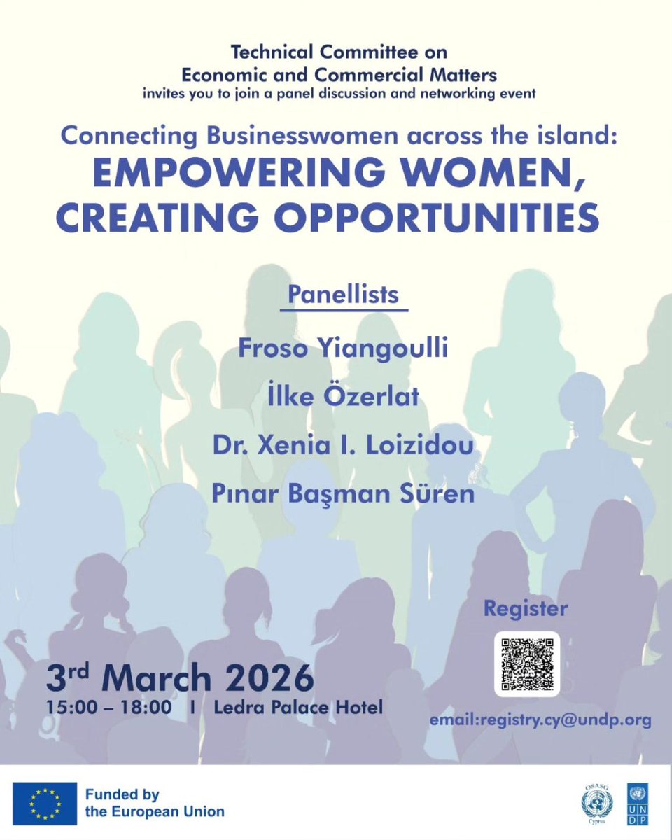 Sayın Üyelerimiz BM Ekonomik ve Ticari Konular Teknik Komitesi ile Birleşmiş Milletler Kalkınma Programı (UNDP) tarafından, Ada Genelinde İş Kadınları Bir Araya Geliyor – Kadınları Güçlendiriyor, Fırsatlar Yaratıyoruz adlı bir etkinlik düzenlenmektedir. 
 bit.ly/4kAj9Xo