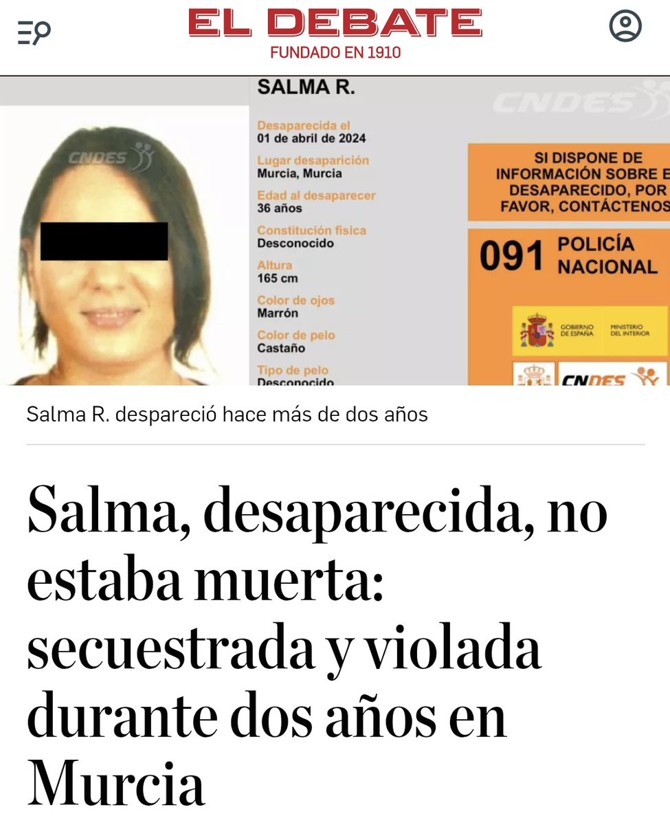 La secuestró, violó y torturó. Amenazó con matarla si huía; para aterrorizarla, llegó a degollar y descuartizar a un gato delante de ella.

Tras dos años desaparecida, ha conseguido escapar, destruida física y psicológicamente.

El autor está detenido. Saldrá y volverá a hacerlo.