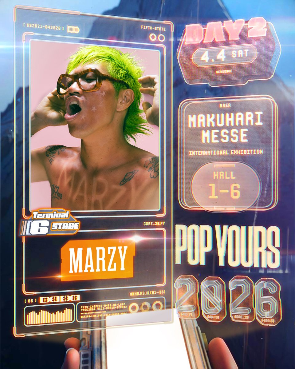 POP__YOURS's tweet photo. 【✈️POP YOURS Terminal 6 STAGE✈️】

《Terminal 6 STAGE》
⏩ 4/4(土) [DAY2］

MARZY
Tohji Presents u-ha neo stage (Lineup curated by kegøn and Saren)

📅チケット先行受付中（先着制）
2/18(水)23:00まで
※予定枚数に達し次第終了

⏩https://t.co/JzanOPg78y https://t.co/Z5qKEHaUUk