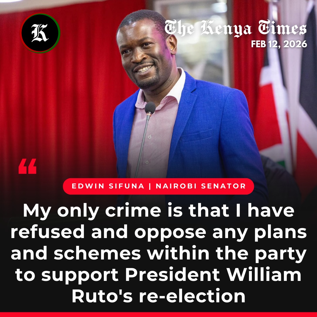 thekenyatimes's tweet photo. @edwinsifuna "My only crime is that I have refused and oppose any plans and schemes within the party to support President William Ruto's re-election" ~ Edwin Sifuna, Nairobi Senator https://t.co/sUGKBiIYGL
