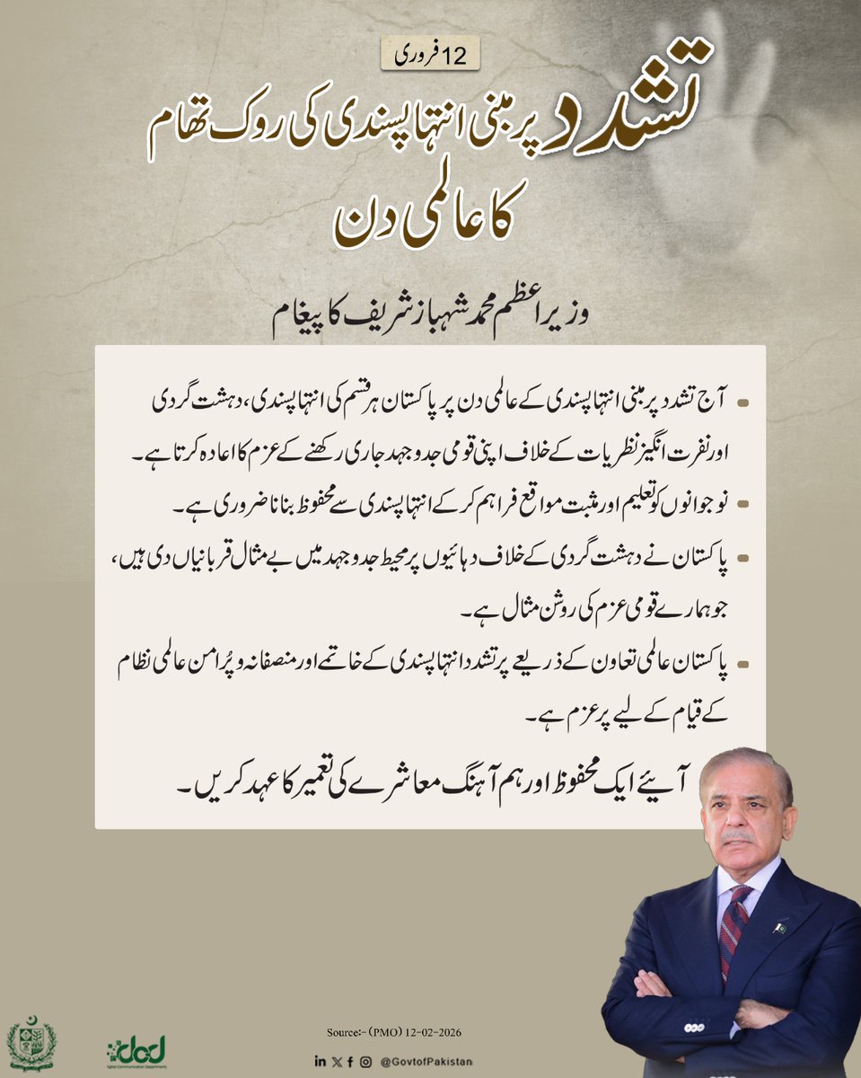 Developing News : وزیراعظم محمد شہباز شریف کا تشدد پر مبنی انت...