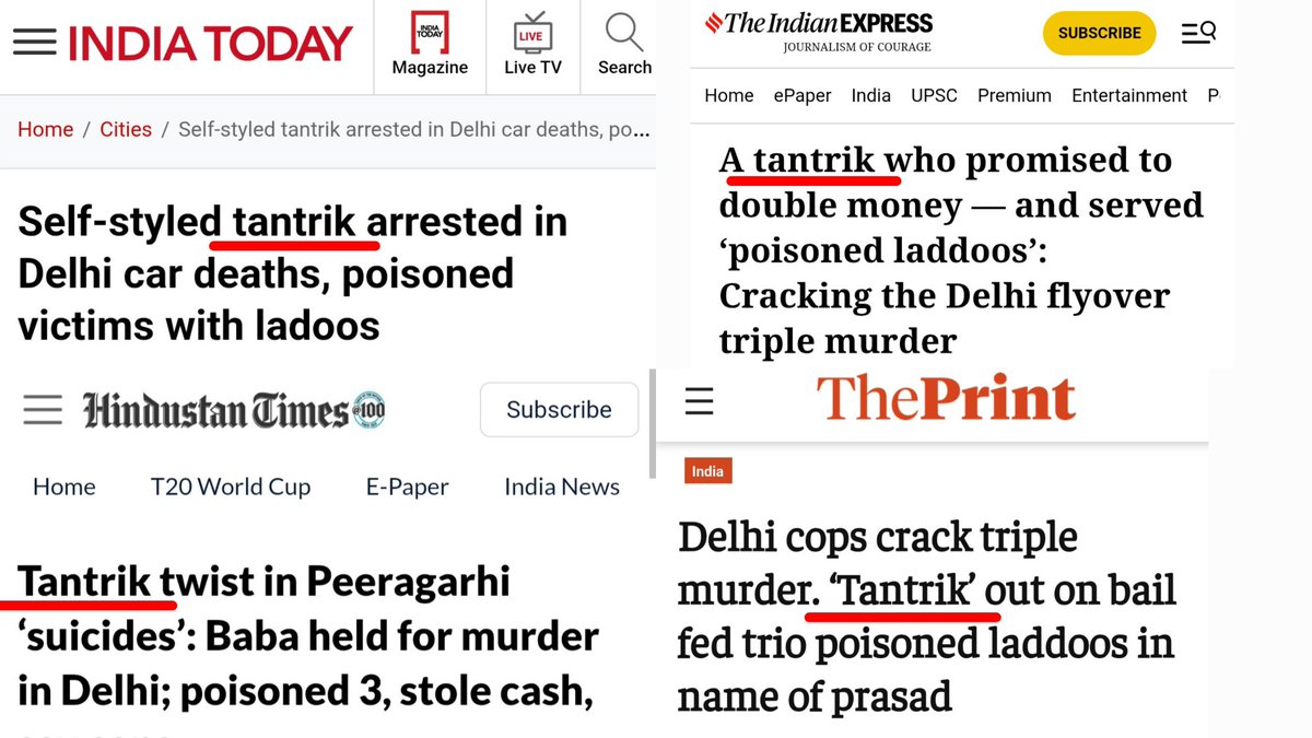 Kamruddin served poison-laced sweets to 3 people- Randhir, Naresh and Laxmi. Once they became unconscious, he fled with cash and valuables.

All 3 people died in hospital. Several media portals mentioned the accused as "Tantrik".

A kala ilm or sihr Maulvi/Maulana is not Tantrik.
