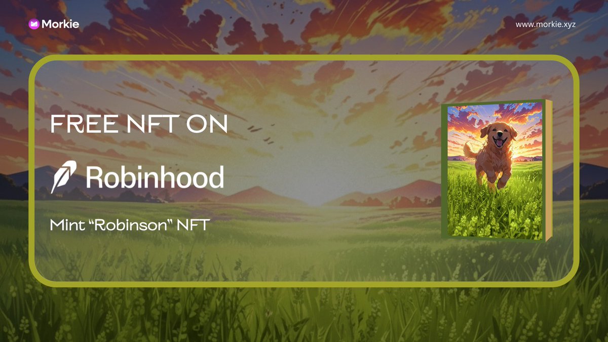 Mint Free NFT On Robinhood Testnet

🌸 Mint: morkie.xyz/robinson

Like, RT &amp; leave your wallet address below ⚡
