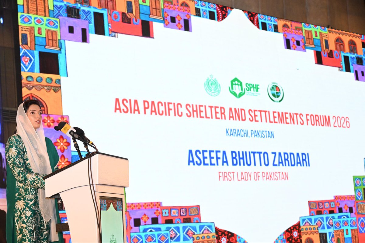 SHEHROZBURIRO1's tweet photo. BIBI @AseefaBZ attended the opening ceremony of the Asia Pacific Shelter &amp; Settlements Forum 2026. The highlight was Chairman @BBhuttoZardari’s initiative @SphfOfficial,committing to build 2.1 million climate-resilient homes, directly benefiting over 15 million people. #PPP https://t.co/s2MPZ3ACJD
