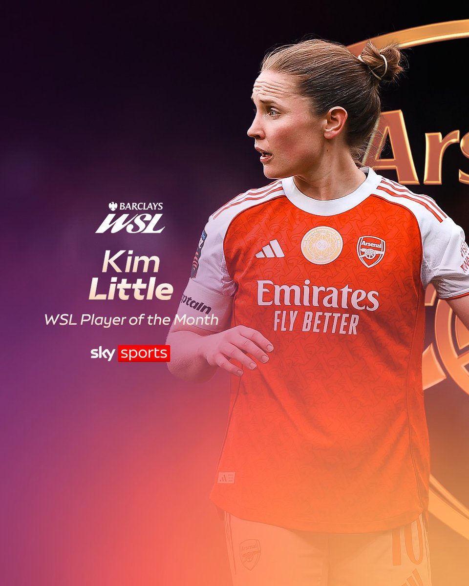 SkySportsWSL's tweet image. BREAKING: Arsenal's Kim Little is the Barclays WSL Player of the Month for January! 🔥
