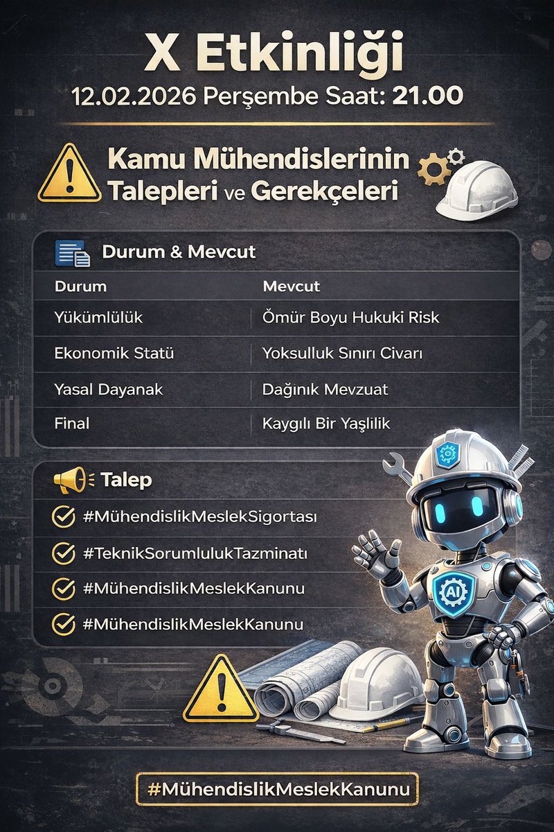 NilSahin7's tweet photo. Kamuda görev alan Mühendis Mimar ve Şehir Plancısı meslektaşım açlık sınırının altında ücret almaya razıysan az kaldı merak etmeyin.

Boş bıraktığın saygıyı yok sayarlar.
Boş bıraktığın hakkını görmezden gelirler.
Boş bıraktığın emeğinin karşılığını vermezler.

Yıllardır Meclisten geçmesini beklediğimiz Mühendislik Meslek Kanunumuz için hepbirlikte bu akşam saat 21.00 de talepte bulunalım.
