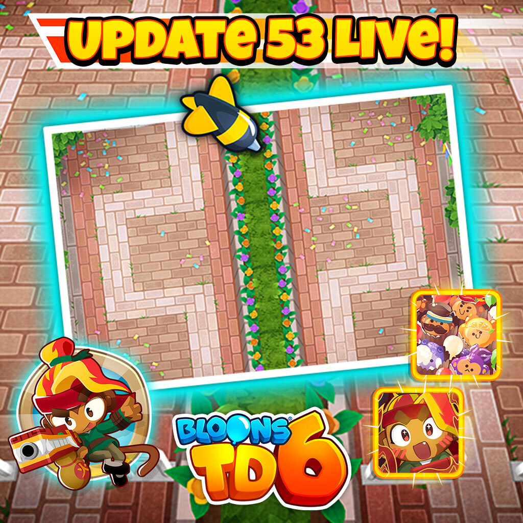 Update 53 is out now for Bloons TD 6! Introducing a "fire" new Gwen skin, a very tough new Advanced map, and more! Get the full rundown in the update video and update notes linked below 🔥

📺 youtu.be/8qaEO3NT4_s 
🗒️ ninja.kiwi/btd6_v53