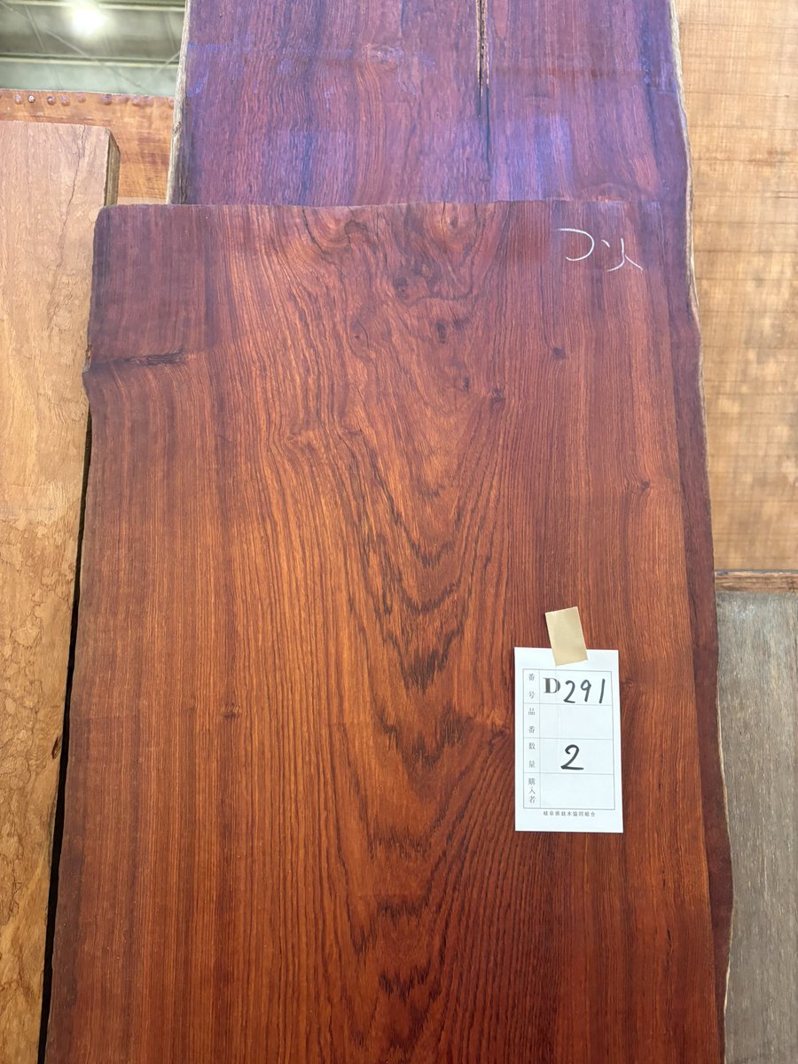 市場に行くとついついなんか買ってしまうんよね…
岐阜まで行ってなんも無しは寂しいしね
今日はコソ買っちゃった
学名は多分Pterocarpus erinaceus
あんまり見かけないアフリカ産のカリンの仲間で特有の匂いがあるはずやから引き取り完了したら早めに木取りして確認してみよ