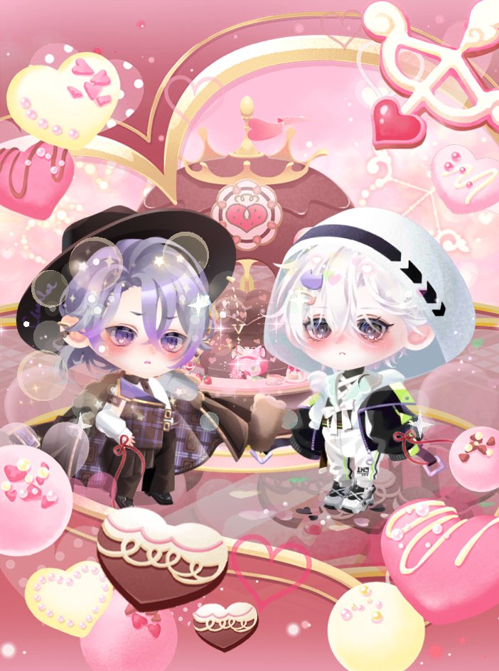 前髪チェンジのやつやりたかったけど︎🤍の前髪いいのなかった……💜はそれっぽくはなった気がする。これはこれで好き✌️✌️
