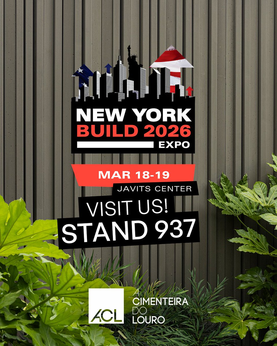 ACL_Louro's tweet photo. 🚀 Estamos a caminho de Nova Iorque! 🇺🇸

A ACL – Cimenteira do Louro vai marcar presença na New York Build Expo  2026, um dos maiores eventos do setor da construção nos EUA!

📍 Javits Center
📅 18 e 19 de março
🔎 Stand 937

#NewYorkBuild #NYBuild2026 #ConstructionExpo https://t.co/hpcaOyLlcc