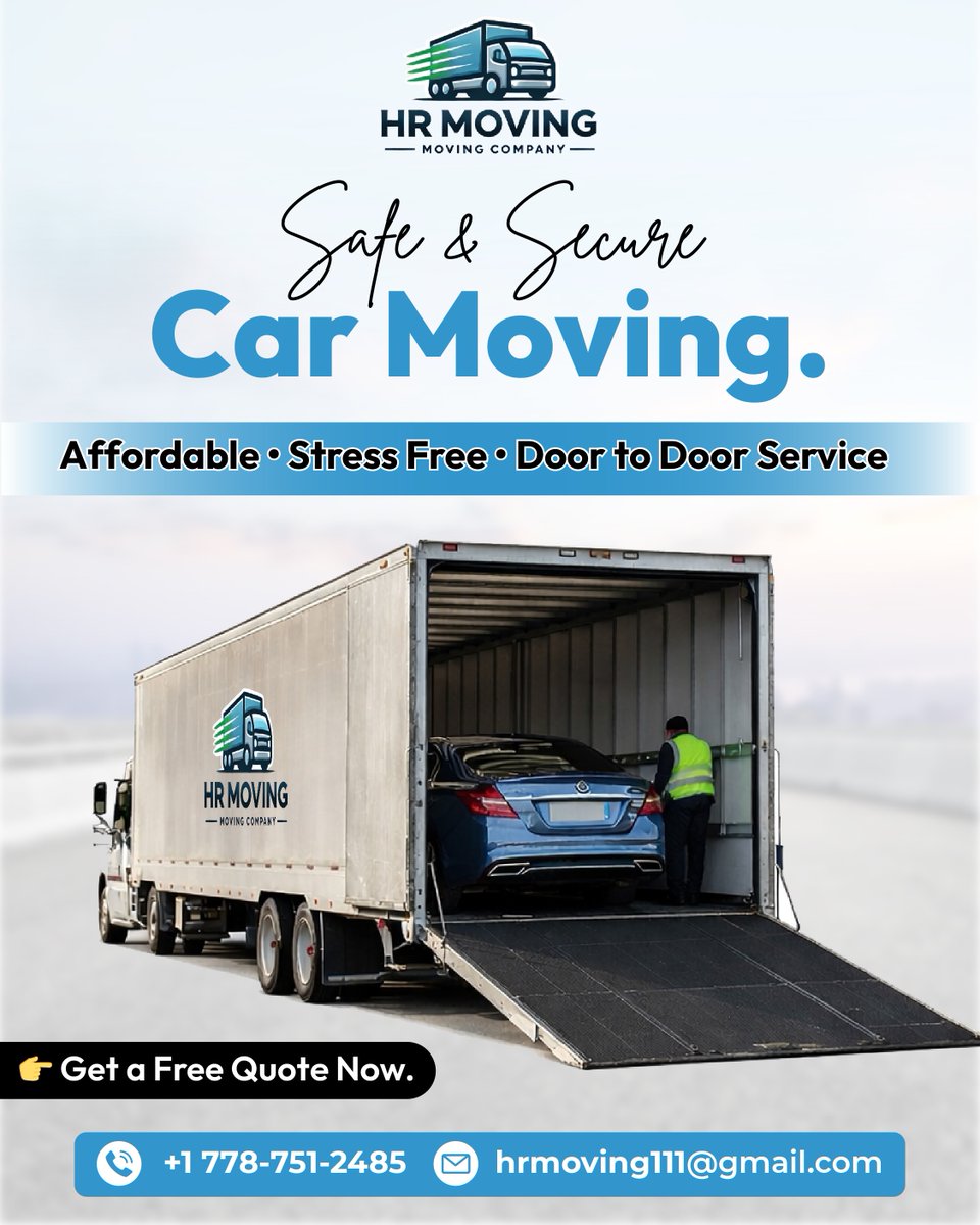 hrmoving1's tweet image. 🚚 Safe. Secure. Stress-free, that’s how car moving should be. Your car, delivered safely from pickup to destination. Door-to-door service you can trust with HR Moving. 
📞 +1 778-751-2485
🌐 hrmoving.ca

#HRMoving #SafeAndSecure #CarMoving #AffordableService