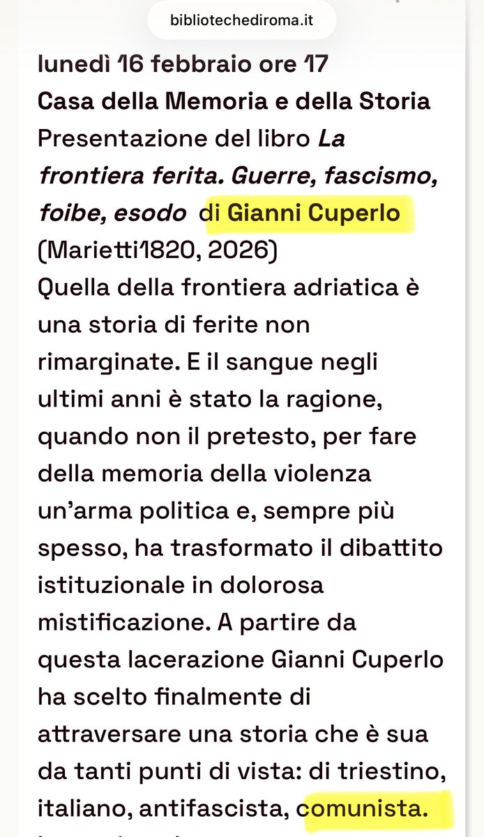 Nota stampa di <a href="/FabrizioSantori/">Fabrizio Santori</a>, capogruppo della Lega in Assemblea Capitolina

“FOIBE, INACCETTABILE USARE SPAZI COMUNALI PER RISCRIVERE LA STORIA”: presentata interrogazione urgente al Sindaco

“Ho presentato un’interrogazione urgente al Sindaco di Roma Capitale per fare piena