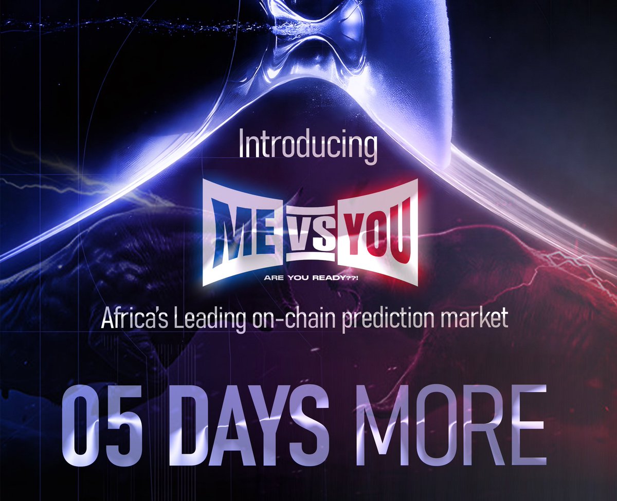 The countdown begins. ⏳

5 days until Mevsyou goes LIVE.

Africa’s own prediction market.