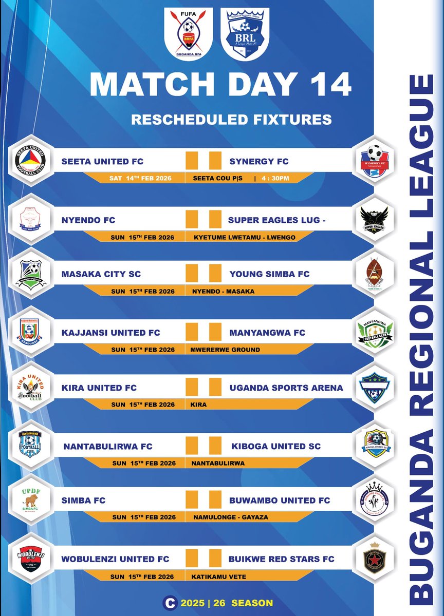 BugandaRFA's tweet image. Busy weekend 

@fc_kira39537 @supereagles_fc @BuwamboUnitedFC @WobzUtd