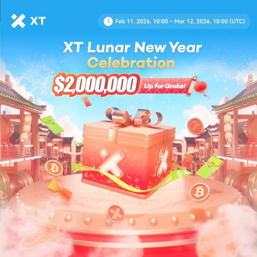 The Lunar New Year campaign is now officially live! All channels are welcome to register and participate.

XT Lunar New Year Celebration — $2,000,000 in Rewards Await
⏰ Event Period: February 11, 2026, 10:00 – March 12, 2026, 10:00 (UTC)

🎁 How to Join
Event Entry:
Web: Visit
