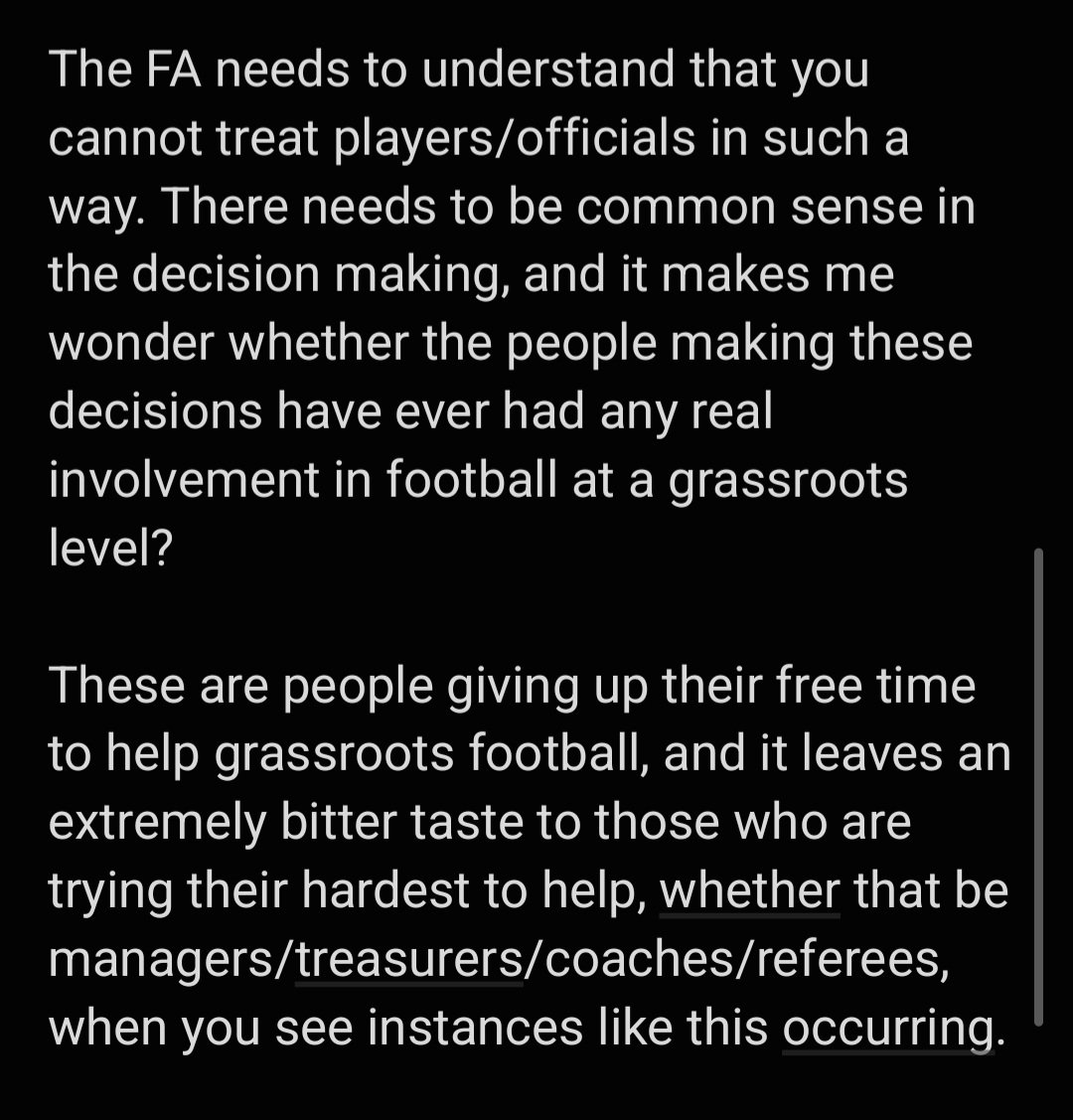 NEEDS RAISING.

An awful decision from the <a href="/SussexCountyFA/">Sussex County FA ⚽️</a> to Ban our player of 17 years old for 6 weeks from Playing or Refereeing due to failing to submit a Red card given in a juniors game. 6 WEEKS! 

And they wonder why there is such a lack of referees in Grassroots football!