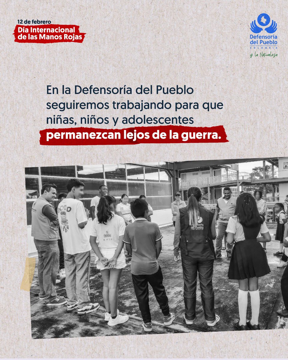 DefensoriaCol's tweet photo. Reiteramos nuestro compromiso con la prevención del reclutamiento, la emisión de Alertas Tempranas, el acompañamiento a víctimas y la incidencia ante las autoridades, para que niñas, niños y adolescentes permanezcan lejos de la guerra y puedan crecer en paz.

#BuenFuturoHoy https://t.co/uQVjGnjagx