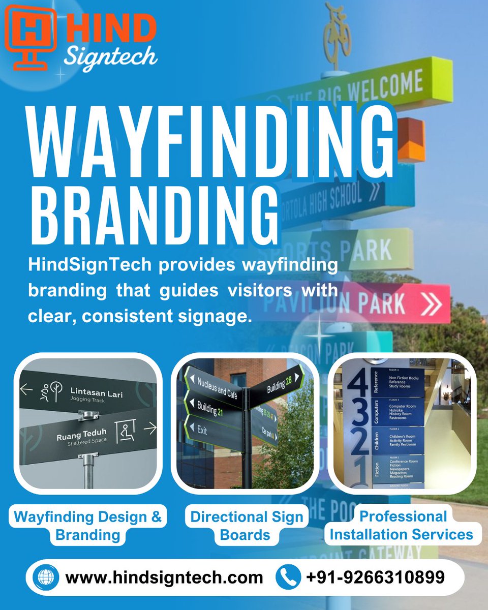 hindSigntech's tweet image. Wayfinding Branding That Guides with Clarity &amp;amp; Style

Smart wayfinding branding that guides visitors with clear, consistent, professional signage.🏢➡️🚶‍♂️
📞 +91-9266310899
🌐 hindsigntech.com
#WayfindingBranding #DirectionalSignage #WayfindingDesign
#SignageSolutions