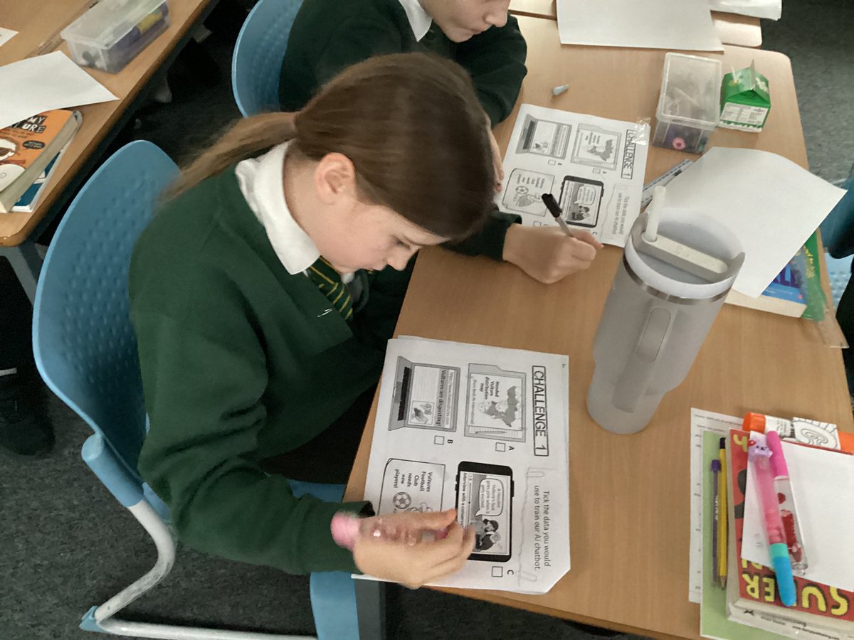 NewDelPrimary's tweet photo. Year 6 are learning more about #SaferInternetDay2026 We are watching the #BBCLivelesson about using AI safely @BBC_Teach They designed a safe chat bot after learning about system prompts https://t.co/piurNWKv8H