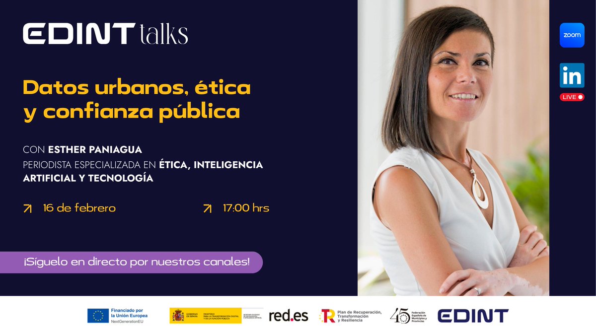 edint_femp's tweet photo. ↗️ Sin ética ni seguridad no hay datos.

Vuelve #EDINTTalks. Analizamos con @e_paniagua cómo gestionar la tecnología municipal garantizando la transparencia y los derechos digitales.

🗓️ 16 feb | 17:00h 

📲 Apúntate aquí 👇
https://t.co/ojzgCw8ygI https://t.co/QqtcbFslnU