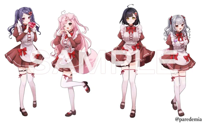『パレデミア学園 バレンタイングッズ』 にて 等身イラスト4名様担当させていただきました。 可愛いグッズがたくさん展開されているので是非!