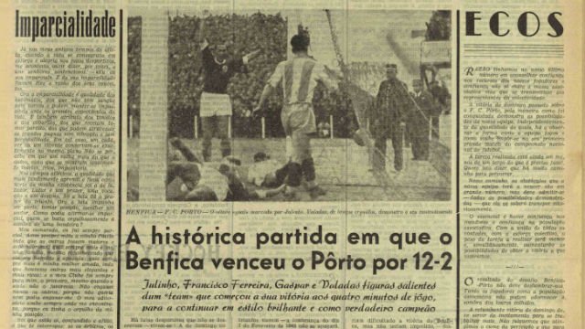 🗓️ 7 de fevereiro de 1943
Benfica 12–2 FC Porto

Um clássico… que virou massacre.
Ao intervalo já estava 4-0. Na segunda parte, o Benfica não travou.
Julinho marcou quatro, o primeiro benfiquista a fazê-lo num clássico.
Doze golos. A maior goleada da história dos clássicos.