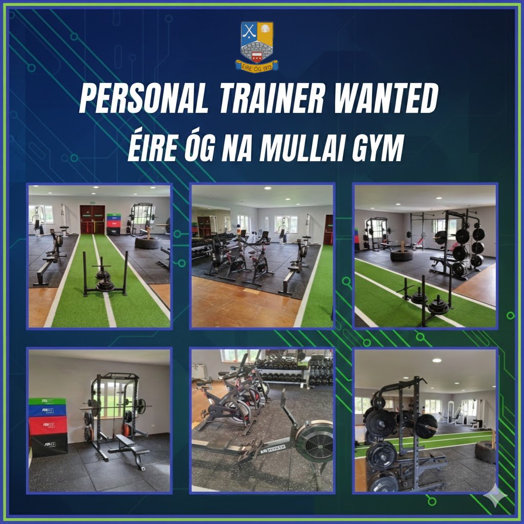 PERSONAL TRAINER WANTED

ÉIRE ÓG NA MULLAI GYM

Role: Take class based group sessions and some PT's
Must have the necessary qualifications and insurance requirements for GAA.

Hours flexible.

For more information contact Paul Hand
Chairperson.eireog.monaghan@gaa.ie