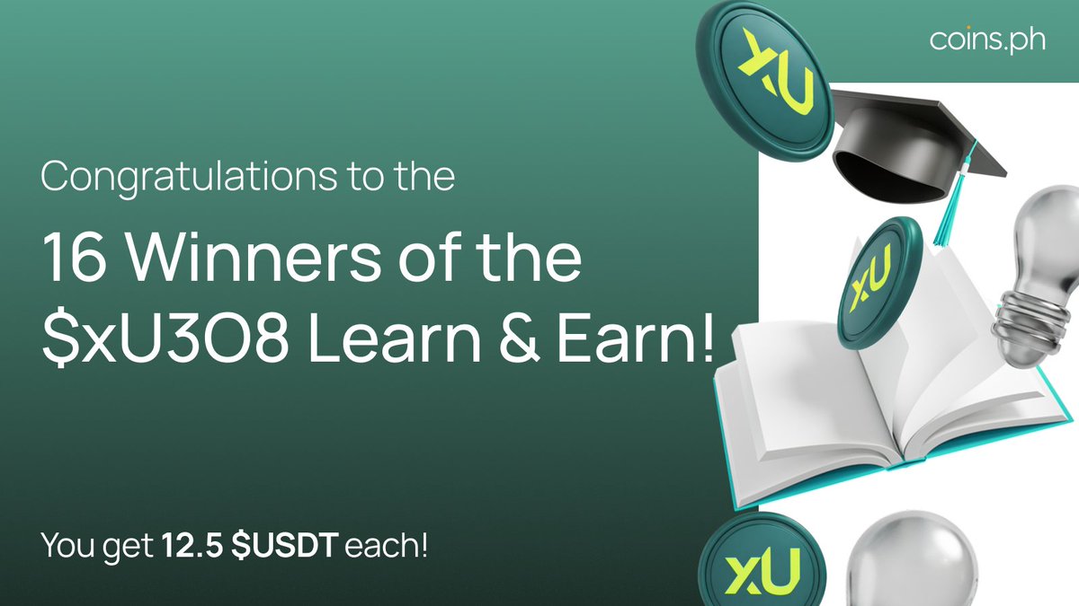 🎉 Congratulations to our 16 xU3O8 <a href="/uranium_io/">xU3O8</a> Learn &amp; Earn Winners! Each one will receive 12.5 $USDT (₱730) 💰

Rewards will be dropping into your Coins wallets by February 27, 2026. 💸

Winners list here 👉 coins.ph/en-ph/blog/her…