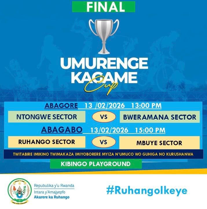 Muraho! Ejo ni umukino wanyuma w'amarushanwa "Umurenge Kagame Cup", ese ni nde uzakijyana ? Ndavuga igikombe. Ngwino twirebere amacenga ya bashiki na basaza bacu. Amahirwe masa ku Murenge wawe.