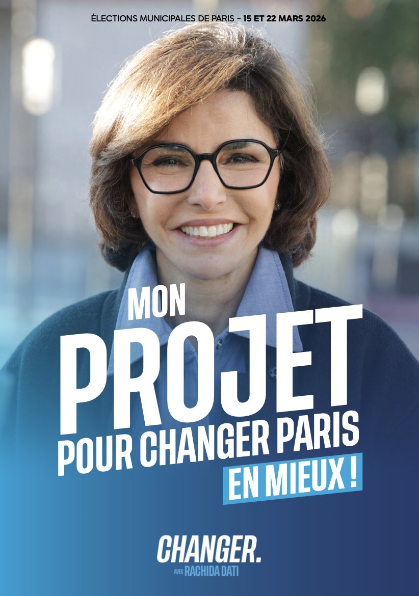 ➡️Toutes les propositions de Rachida Dati pour Changer Paris sont à retrouver juste ici : rachidadati2026.com/wp-content/upl…
Les 15 &amp; 22 mars, tous mobilisés pour faire barrage à la gauche radicalisée ! 😉