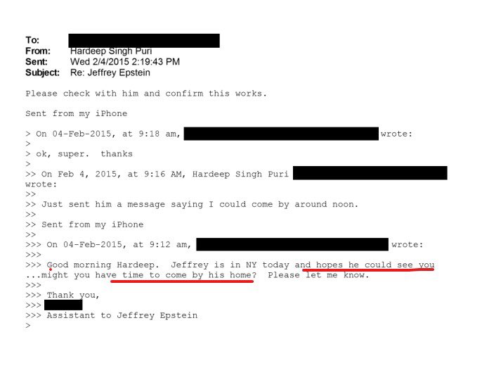 MahuaMoitra's tweet image. Liar Liar Pants on Fire! Shameless @HardeepSPuri was booed in Lok Sabha today . Here is one more email with pal Epstein setting up a one on one meeting on 4th Feb 2015. No delegation!
