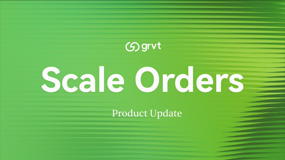 Scale Orders are now live on Grvt: structure entries, ladder exits, execute across levels with precision.  

More control. Less manual execution.  

This is how we keep leveling up the trading experience on Grvt. 

Try it now👉grvt.io/exchange/perpe…
Learn how to use