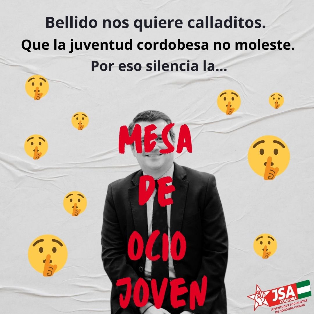 A <a href="/jmbellidoroche/">José Maria Bellido</a> le importa la juventud lo mismo que la mesa de ocio joven, es decir, nada. El desprecio hacia los y las jóvenes es absoluto por parte del equipo de gobierno municipal.