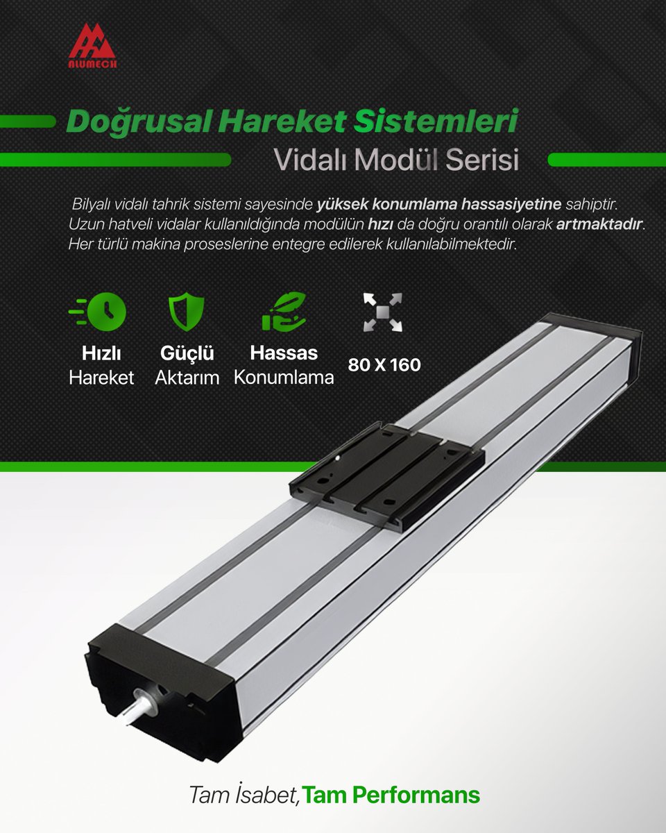 AlumechMek's tweet photo. Doğrusal hareket gerektiren uygulamalar için net çözüm.
🔹 Hızlı hareket
🔹 Güçlü aktarım
🔹 Hassas konumlama
🔹 80 × 160 profil

Tam isabet. Tam performans.

📩 Detaylı bilgi ve teknik destek için bizimle iletişime geçin. https://t.co/sTlguItyJn