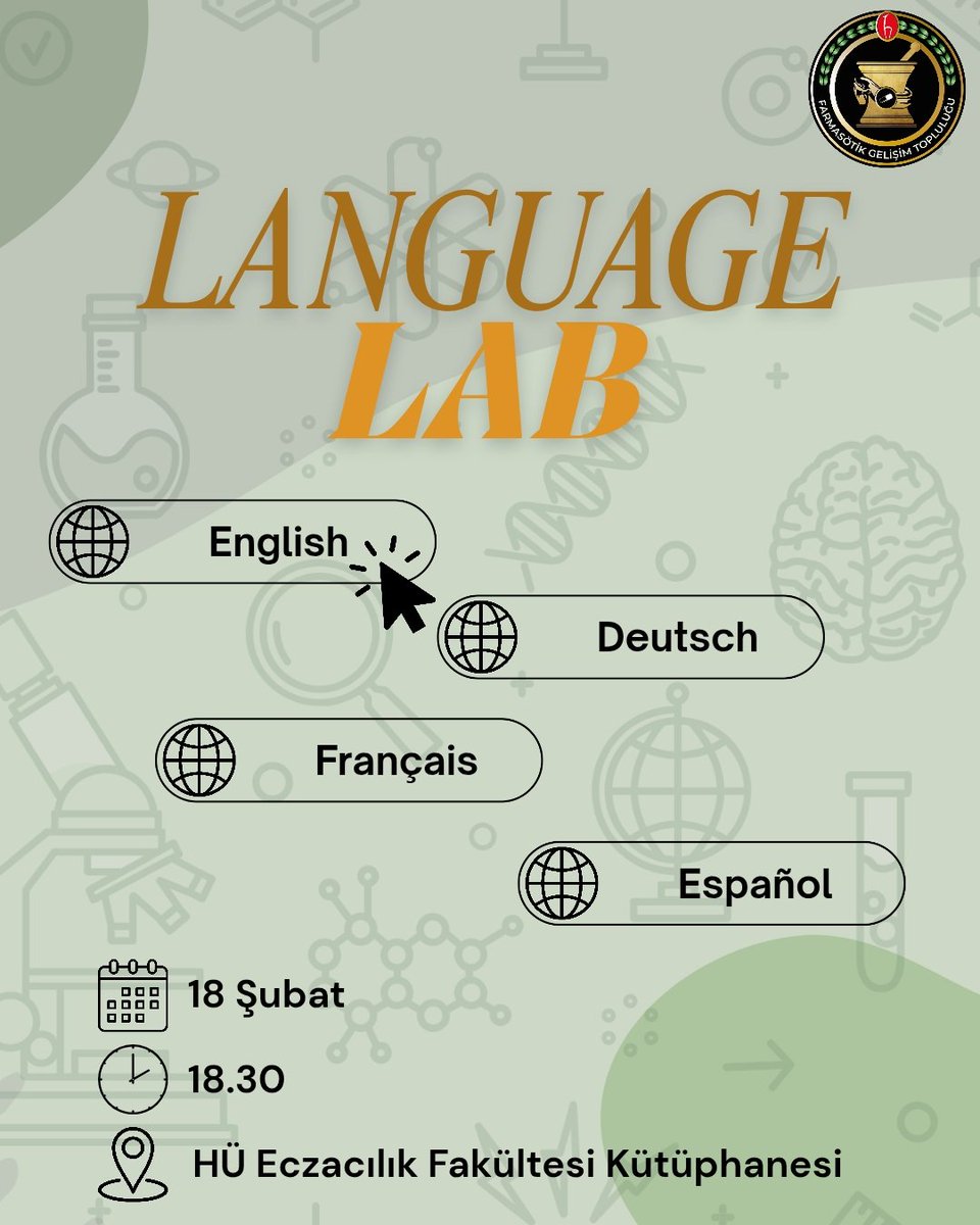 AHUPS Türkiye olarak, yabancı dil öğrenme sürecinizi hem verimli hem keyifli hale getirecek Language Lab ile karşınızdayız! ✨

📍18 Şubat 18.30’da HÜEF Kütüphanesi’nde sizleri bekliyoruz!

#hüfgt #AHUPS #hacettepe #hacettepeeczacılık