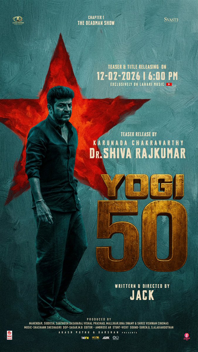 #YOGI's 50th Movie's  #Teaser and #Title launch by <a href="/NimmaShivanna/">DrShivaRajkumar</a>  <a href="/ShivarajkumarFc/">Dr.Shivarajkumar Fc</a>  <a href="/LooseMada_Yogi/">Yogesh Samy</a> <a href="/AkashPothu/">akash pothu</a> #Shreevishvamcinemas
<a href="/Jack_Directorr/">Jack_Director</a> @Ambrose_AR. #yogi_50thmovie #DirectorJack #shashanksheshagirimusical #ambrose_AR