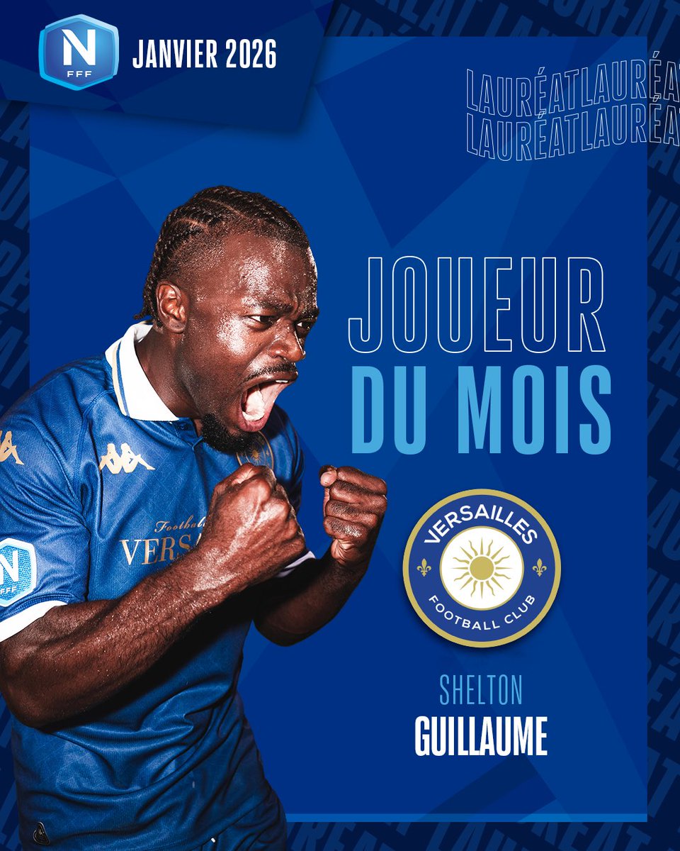 Avec 37% des voix, 𝐒𝐡𝐞𝐥𝐭𝐨𝐧 𝐆𝐮𝐢𝐥𝐥𝐚𝐮𝐦𝐞 est sacré 𝐦𝐞𝐢𝐥𝐥𝐞𝐮𝐫 𝐣𝐨𝐮𝐞𝐮𝐫 du #NationalFFF pour le mois de 𝐣𝐚𝐧𝐯𝐢𝐞𝐫 🏆

L'attaquant du <a href="/FC_Versailles/">FC Versailles</a> est le premier lauréat de l'année 2026 👏

Toutes les infos 👉 l-fff.co/4qvZBEQ