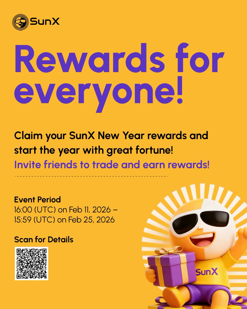 New Year Red Packet Rain | 14 Days Straight

$10,000 Prize Pool 
🧧 New User → First trade = $1–$16 red packet
🧧 Trader → Daily cut from $10,000 pool
🧧 Referrer → Bigger bonus for bringing frens

🗓️ Feb 11 – Feb 25
👉 sunx.io  

💵 Like &amp; RT to split 50U - 5
