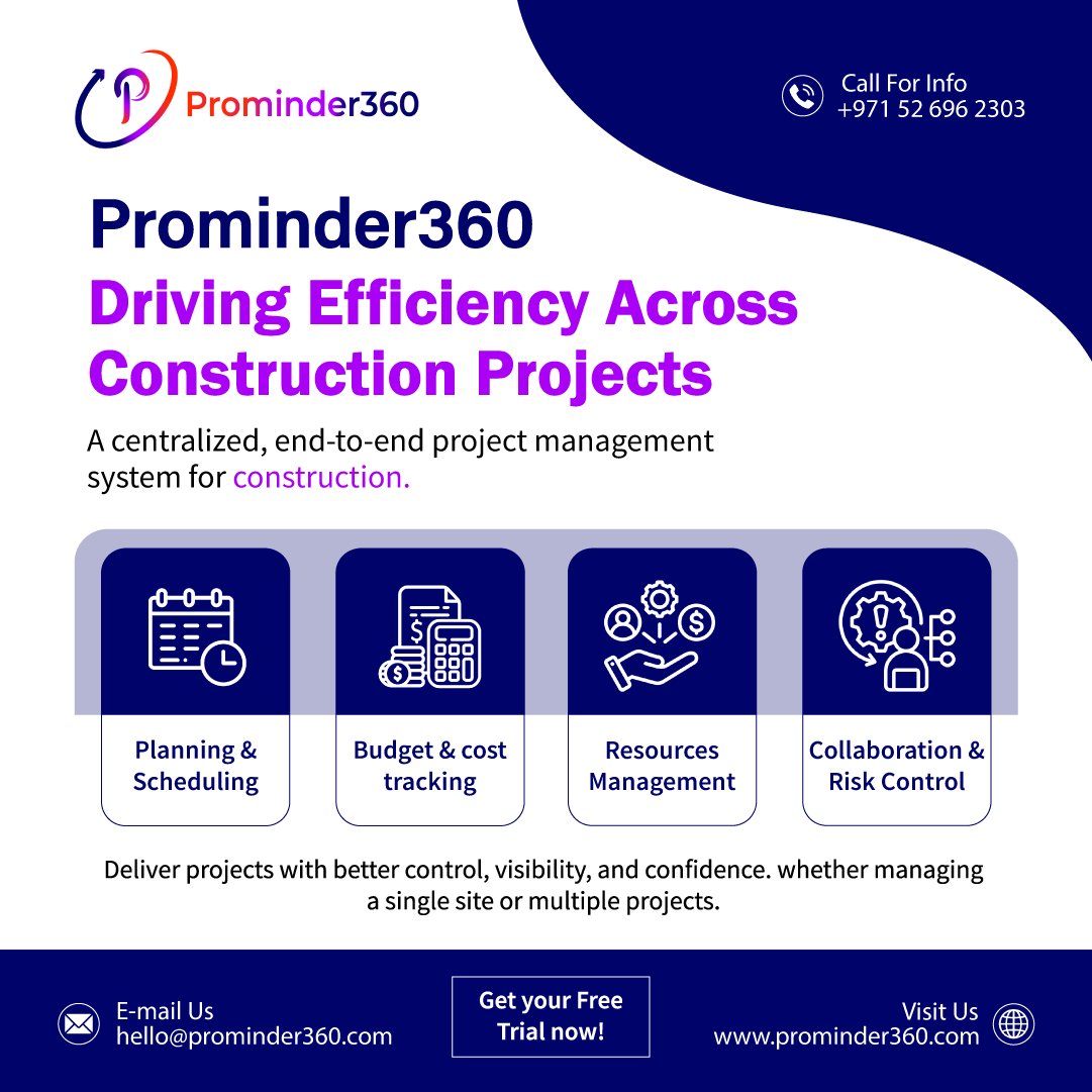 prominder_360's tweet image. Construction projects need control, visibility, and precision.

Prominder360 helps you manage:
✔ Planning &amp;amp; Scheduling
✔ Budget &amp;amp; Cost Tracking
✔ Resource Allocation
✔ Risk Control
Deliver projects on time. Every time.
#ConstructionManagementUAE #ProjectManagementSoftware
