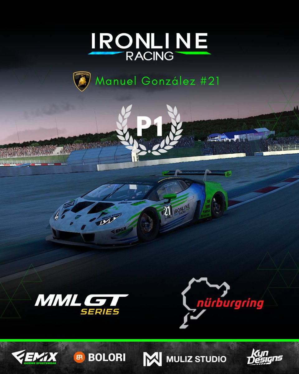 Enhorabuena!! 🎉

Manu ha conseguido la victoria este domingo en Nürburgring GP, el esfuerzo tiene su recompensa!

Impecable de principio a fin.

<a href="/mml_racing/">MML RACING</a> 

#gtseries #ironline #simracing