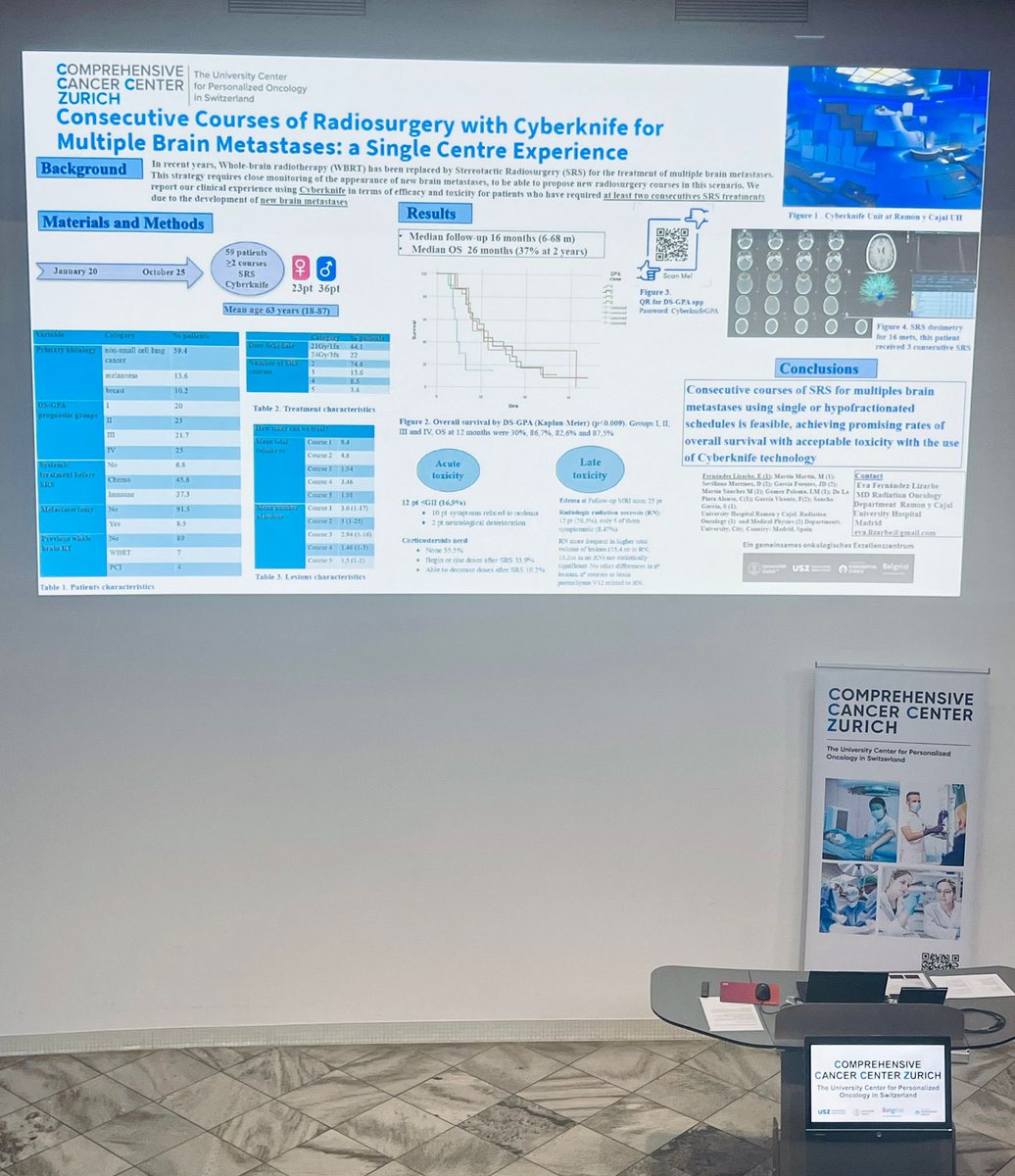 oncoradio_ryc's tweet image. Hoy hemos presentado nuestro trabajo sobre reirradiación de metástasis cerebrales múltiples en la European Central Nervous System Metastasis Conference, organizada por el Comprehensive Cancer Center Zurich

¡Gracias a nuestra adjunta la Dra. Fernández Lizarbe!
#RadOnc #Cyberknife
